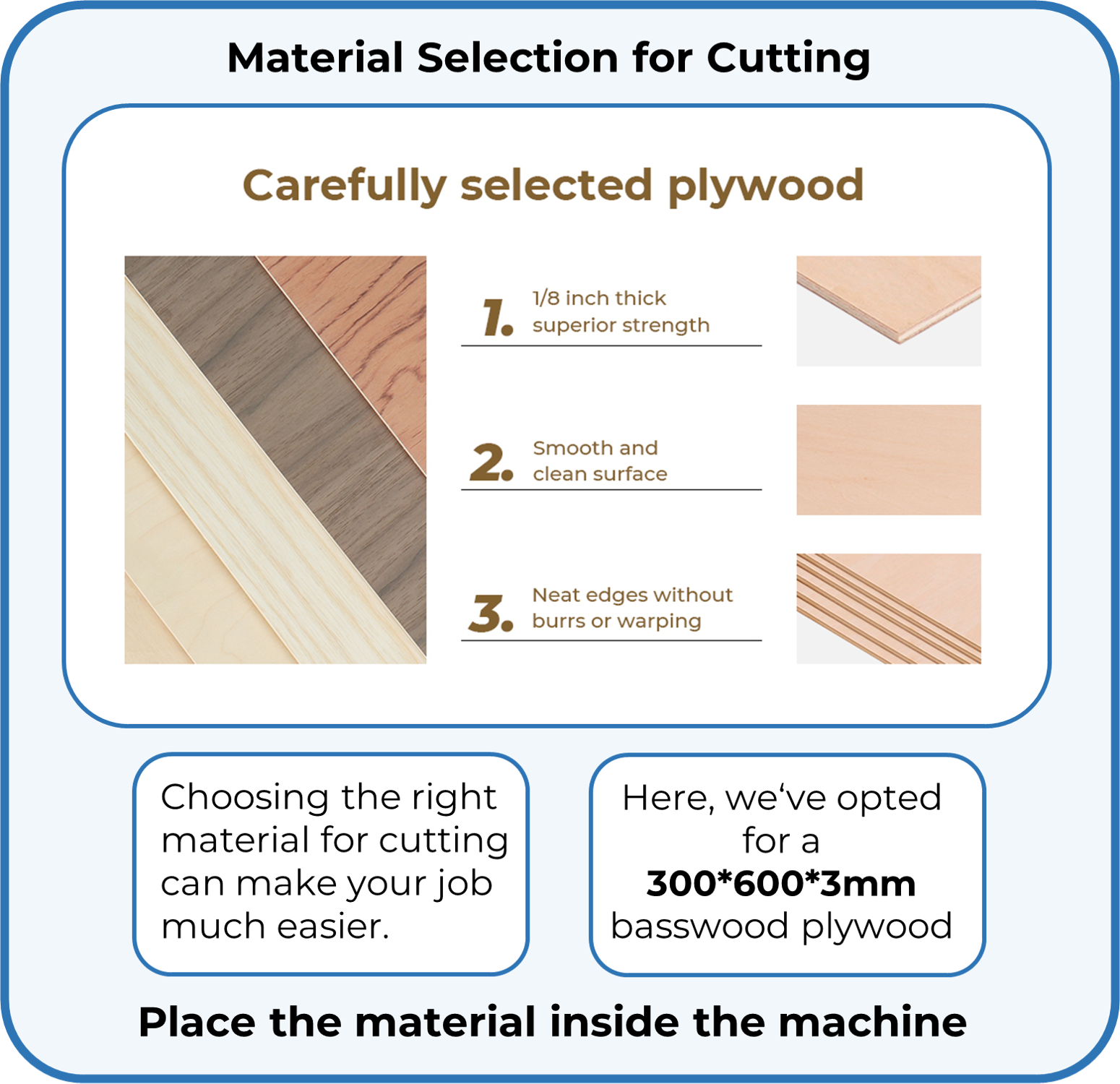 Operation & measure the material thickness 